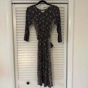 Boden Anna Day Dress Tie Waist Black Size 4